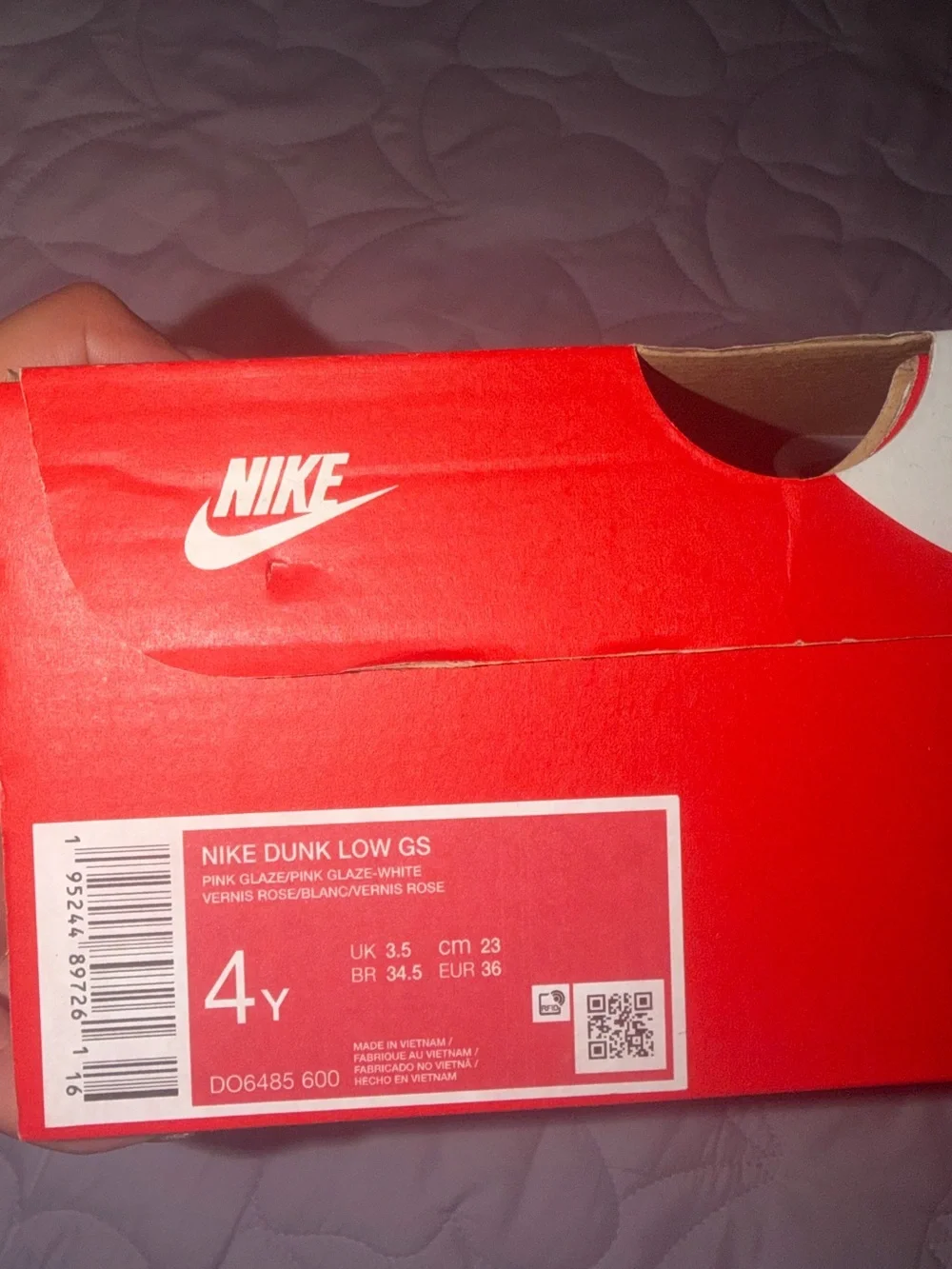 Pink and White Low-Top Nike Dunk Sneaker